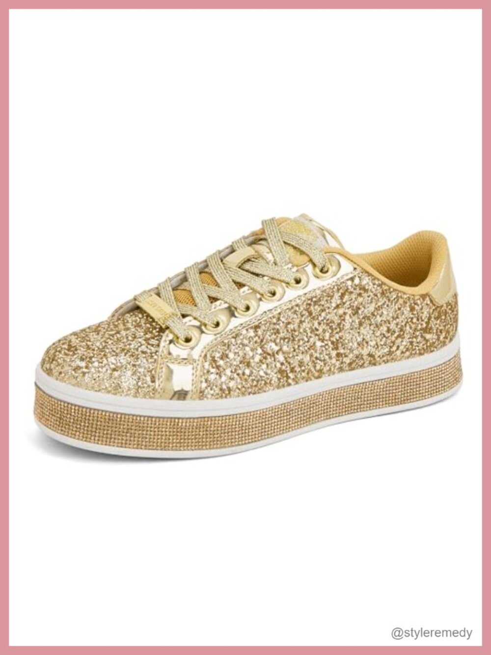 Platform Glitter Sneakers Lace-Up Cushioned Casual Party Shoes